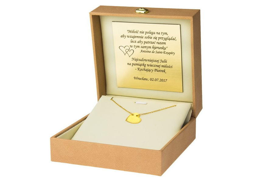 Srebrny naszyjnik 925 Serce z GRAWEREM Gold